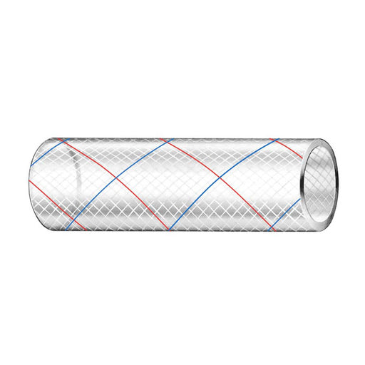 Trident Marine 1 x 50 Clear Reinforced PVC Hose Tubing  Red  Blue Tracer 1621006