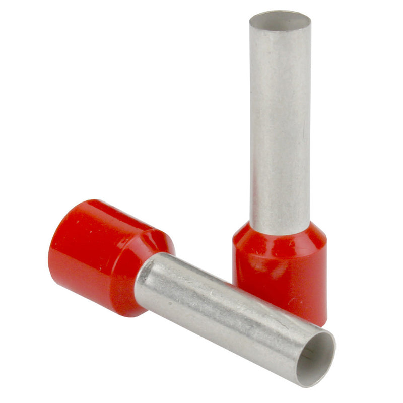 Pacer Red 16 AWG Wire Ferrule  8mm Length  25 Pack TFRL168MM25