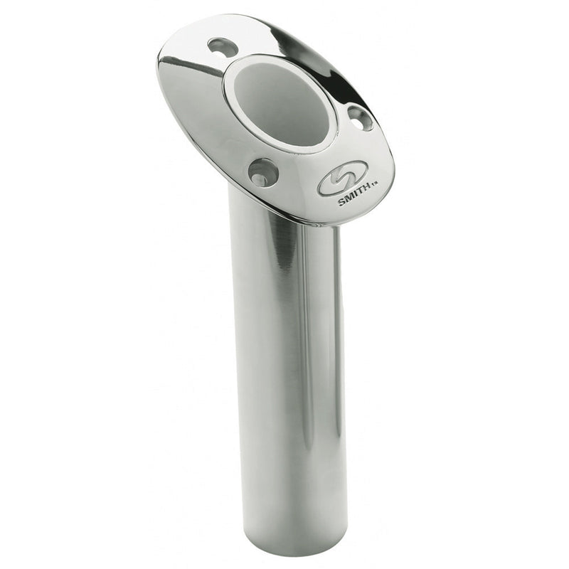 CE Smith Flush Mount Rod Holder  30 Degree  9 Depth  Stainless Steel  Cast Bottom  White Vinyl Liner 53672CA