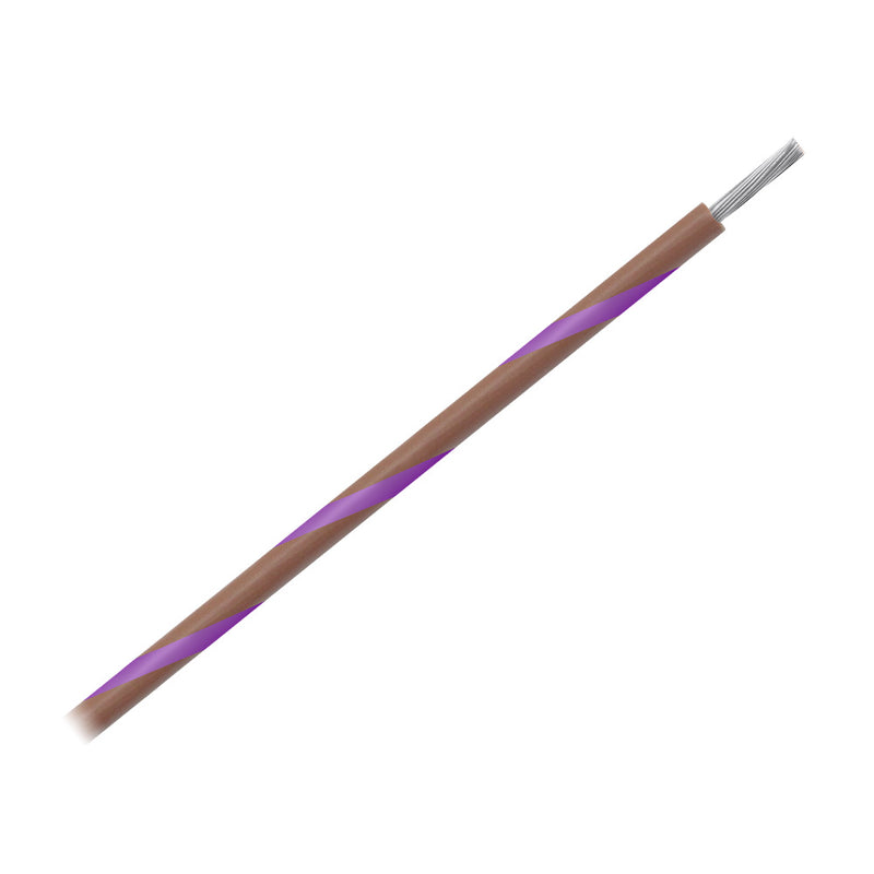 Pacer 16 AWG Gauge Striped Marine Wire 500 Spool  Brown wViolet Stripe WUL16BR7500