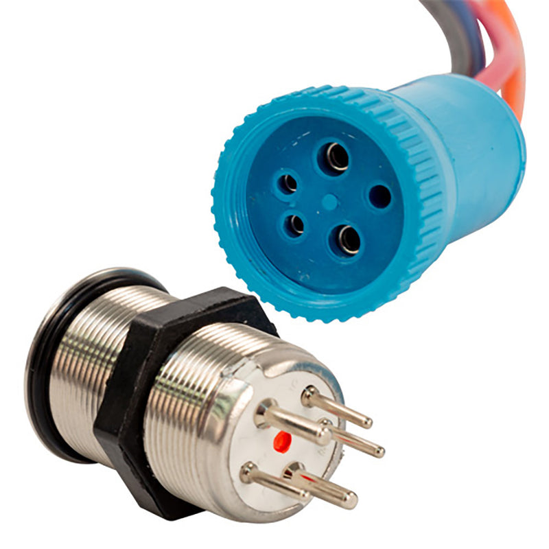 Bluewater 22mm Push Button Switch  OffOn Contact  BlueRed LED  4 Lead 905911134