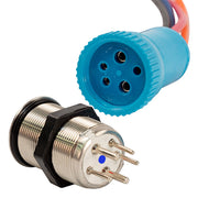 Bluewater 22mm Push Button Switch  OffOnOn Contact  BlueGreenRed LED  4 Lead 905931134