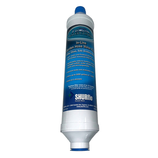 Shurflo by Pentair QuadStage Bacteriostatic KDFCarbon InLine City Water Entry Filter wGarden Hose Ends RV210GHKDFA