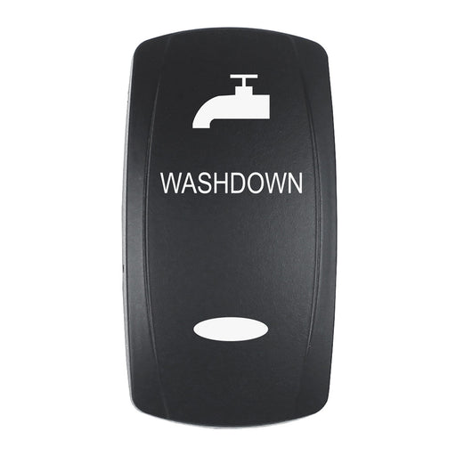 Pacer Actuator  WASHDOWN fV Series Contura Switches  Black  Laser Etched TopBottom Light EV2LEWSHDWN