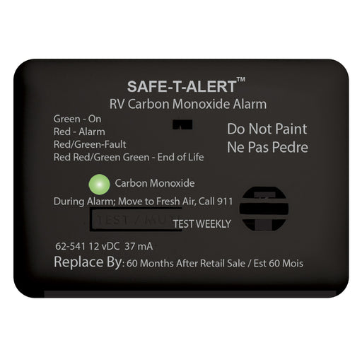 SafeTAlert 62 Series Carbon Monoxide Alarm  12V  RV Surface Mount  Black 62541BL