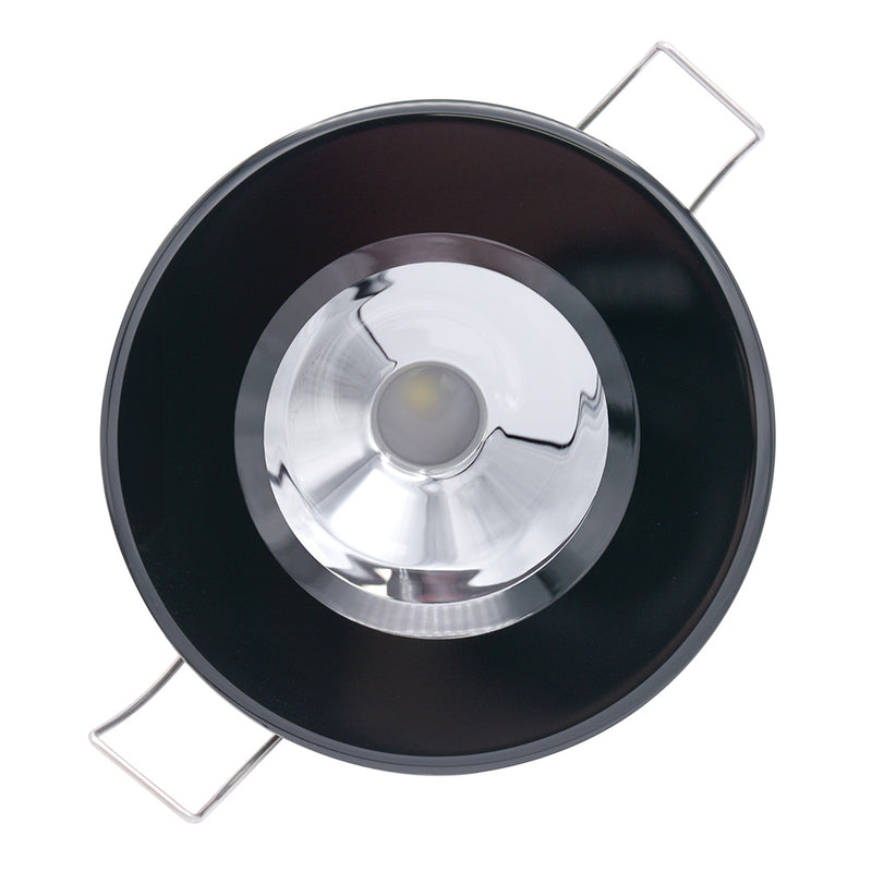 Lumitec Illusion Flush Mount LED Down Light  Warm White  Dimming  Black Housing  Chrome Reflector 117169