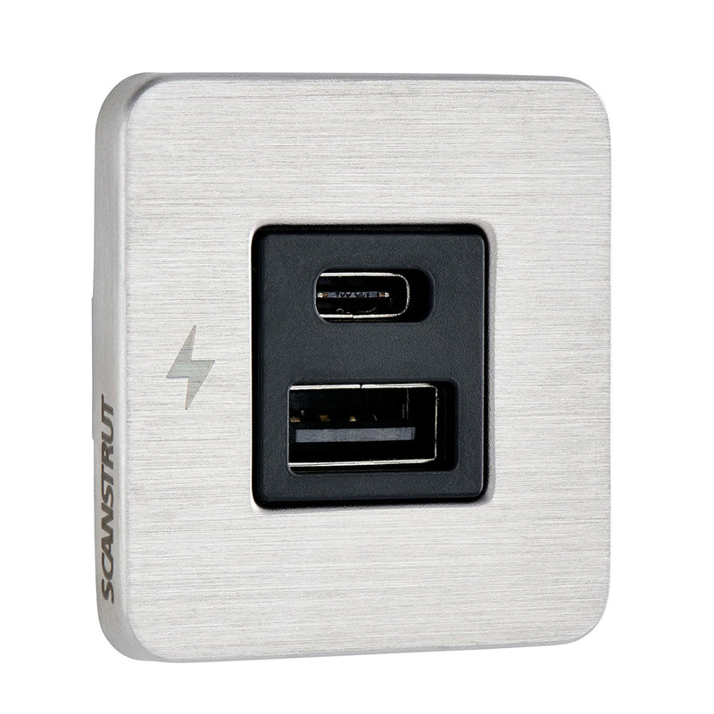 Scanstrut TILE USBAUSBC Interior Charging Socket  1224V  Stainless Steel Bezel SCTILE11