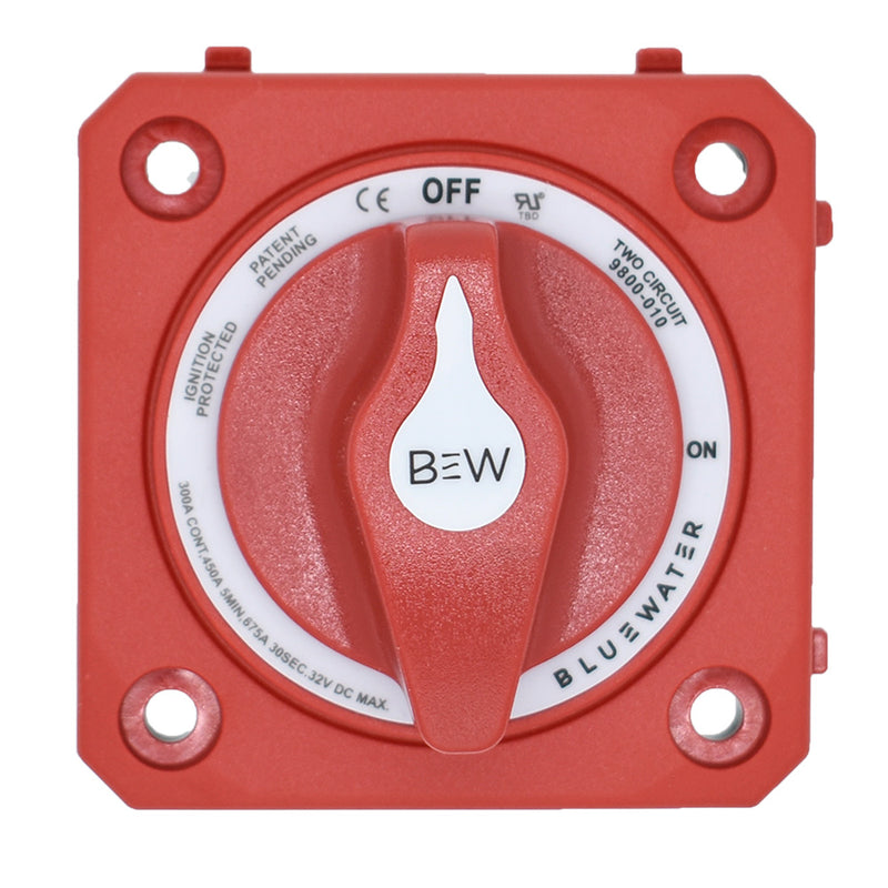 Bluewater OnOff 4 Post Dual Circuit Battery Switch wo Base  Panel Mount  Red 980001010