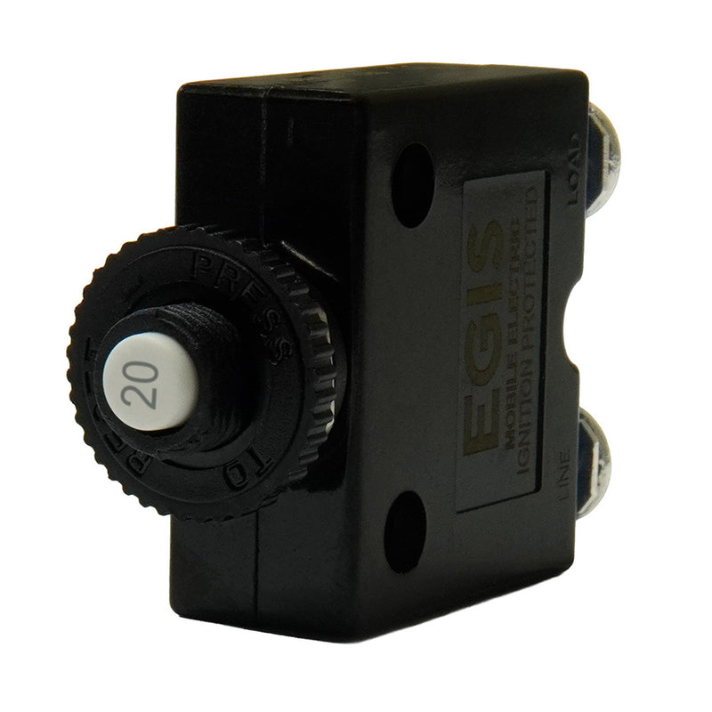 Egis 20A Push Button Panel Mount Circuit Breaker  Screw Terminals 471020