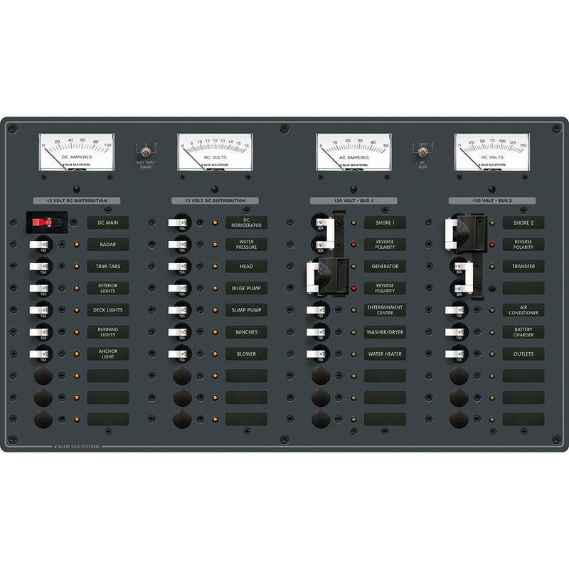 Blue Sea 8086 AC 3 Sources 12 PositionsDC Main 19 Position Toggle Circuit Breaker Panel  White Switches 8086