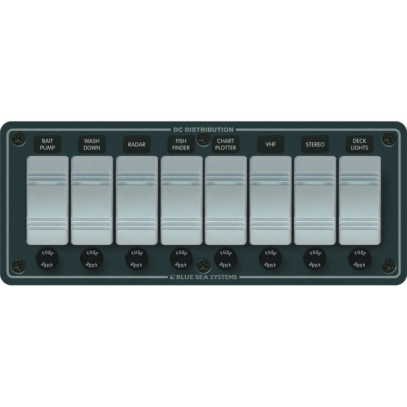 Blue Sea 8261 Waterproof Panel 8 Position  Slate Grey 8261