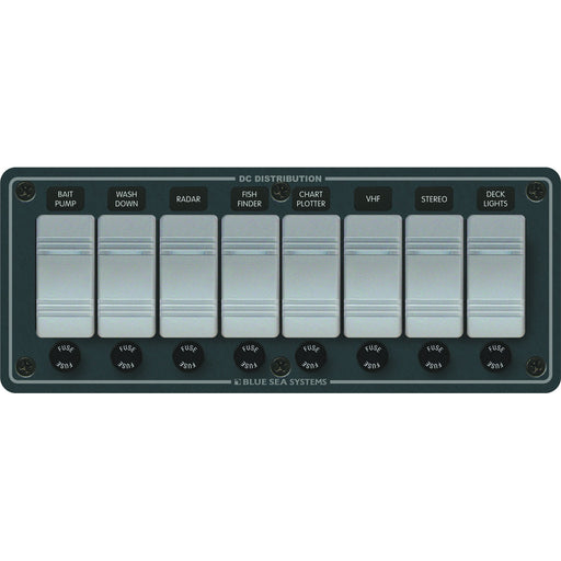 Blue Sea 8261 Waterproof Panel 8 Position  Slate Grey 8261