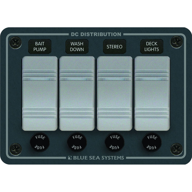 Blue Sea 8262 Waterproof Panel 4 Position  Slate Grey 8262