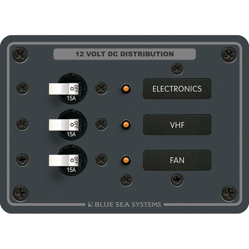 Blue Sea 8025 DC 3 Position Breaker Panel  White Switches 8025