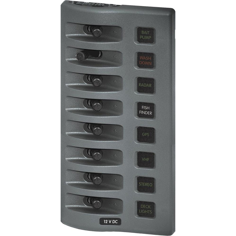 Blue Sea 4308 WeatherDeck Water Resistant Fuse Panel  8 Position  Grey 4308