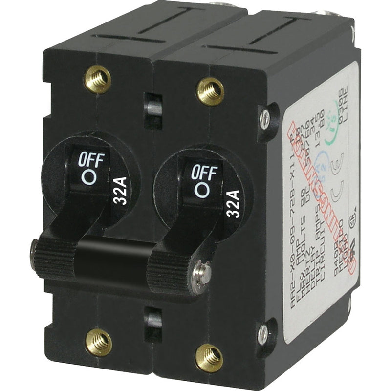Blue Sea 7349 ASeries Double Pole Toggle  32A  Black 7349