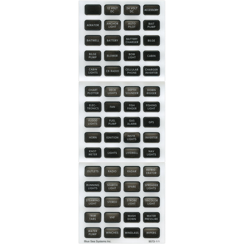 Blue Sea 8214 Black Small Format Label Kit  60 Labels 8214