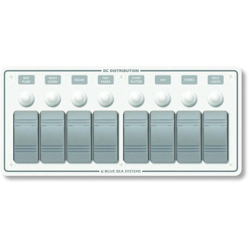 Blue Sea 8271 Water Resistant Panel  8 Position  White  Horizontal Mount 8271