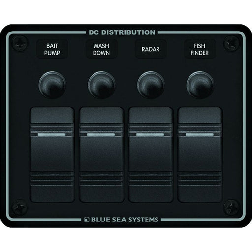 Blue Sea 8372 Water Resistant 4 Position  Black  Horizontal Mount Panel 8372