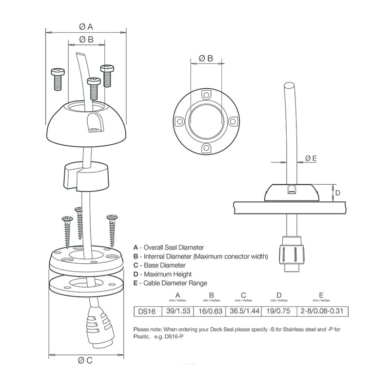 Scanstrut DS16P Vertical Cable Seal DS16P
