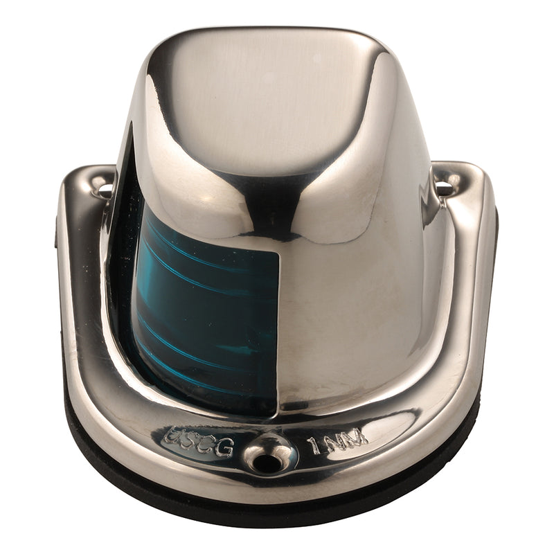 Attwood 1Mile Deck Mount Green Sidelight  12V  Stainless Steel Housing 66319G7