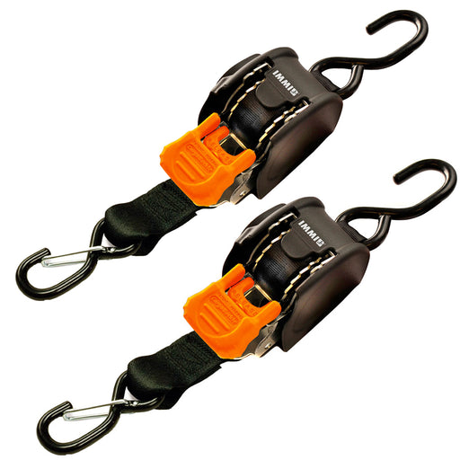 CargoBuckle Mini G3 Retractable TieDown w Dual SHooks 1 x 72  Pair F111640