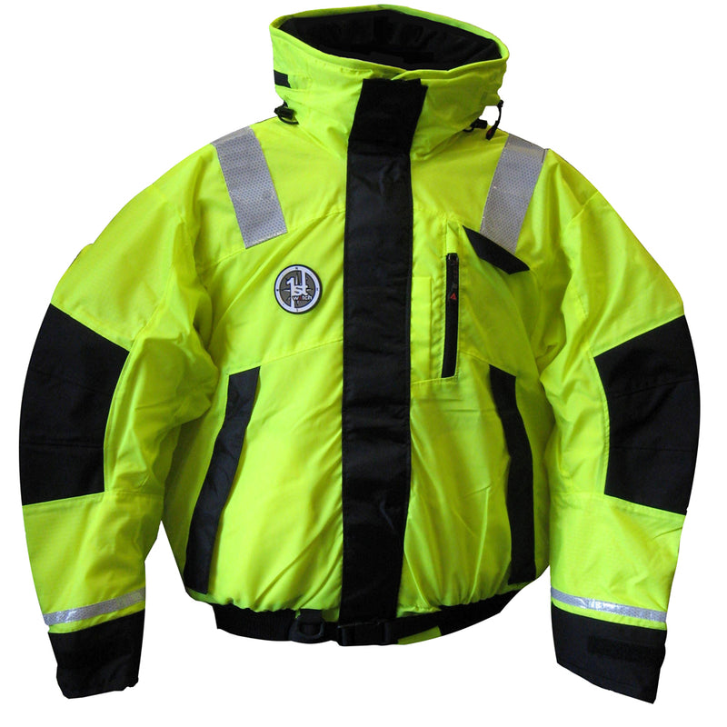 First Watch AB1100 Flotation Bomber Jacket  HiVis YellowBlack  Small AB1100HVS