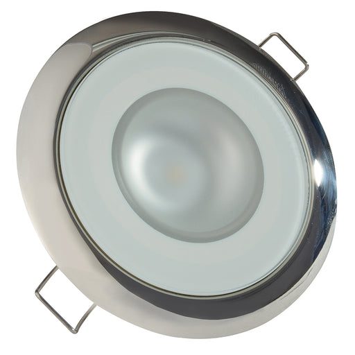 Lumitec Mirage  Flush Mount Down Light  Glass FinishPolished SS Bezel  2Color WhiteBlue Dimming 113111