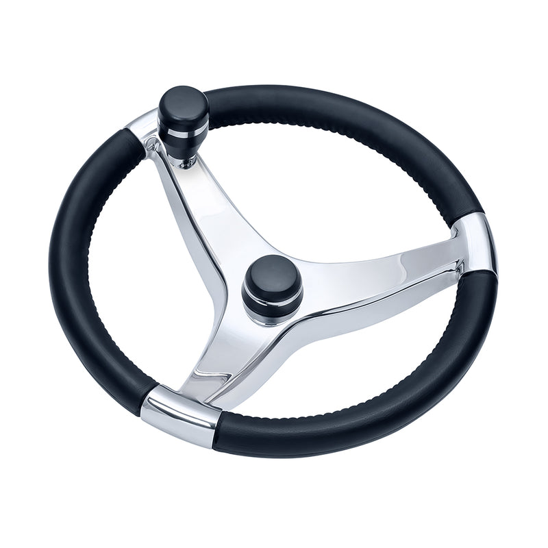 Schmitt Marine Evo Pro 316 Cast Stainless Steel Steering Wheel wControl Knob  135 Diameter 7241321FGK