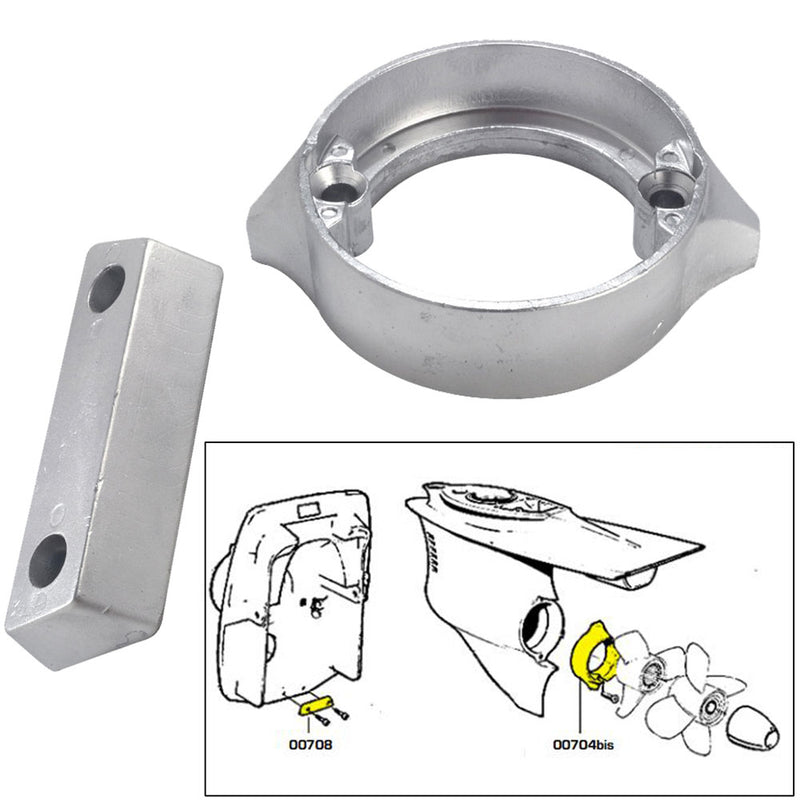 Tecnoseal Anode Kit wHardware  Volvo DuoProp 290  Aluminum 20706AL