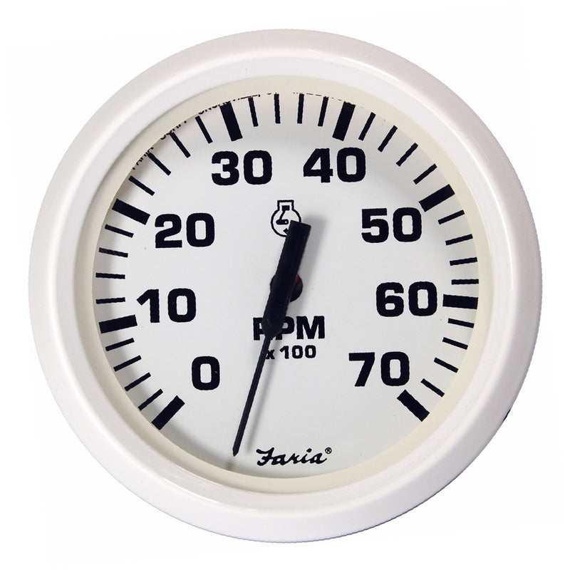 Faria Dress White 4 Tachometer  7000 RPM Gas All Outboards 33104