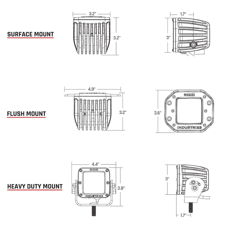 RIGID Industries DSeries PRO HybridDiffused LED  Pair  White 602513