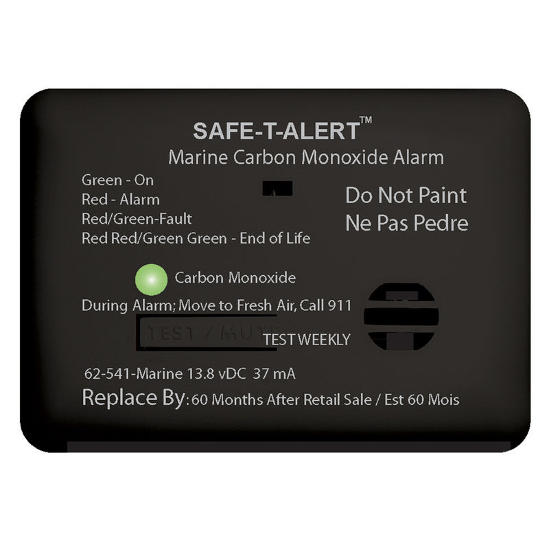 SafeTAlert 62 Series Carbon Monoxide Alarm  12V  62541Marine  Surface Mount  Black 62541MARINEBL