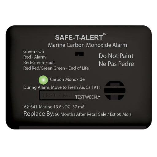 SafeTAlert 62 Series Carbon Monoxide Alarm  12V  62541Marine  Surface Mount  Black 62541MARINEBL