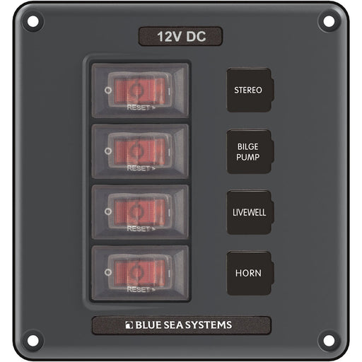 Blue Sea 4320 Circuit Breaker Switch Panel 4 Position  Gray 4320