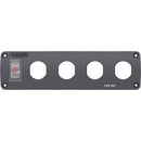 Blue Sea Water Resistant USB Accessory Panel  15A Circuit Breaker 4x Blank Apertures 4369
