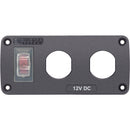 Blue Sea 4364 Water Resistant USB Accessory Panel  15A Circuit Breaker 2x Blank Apertures 4364