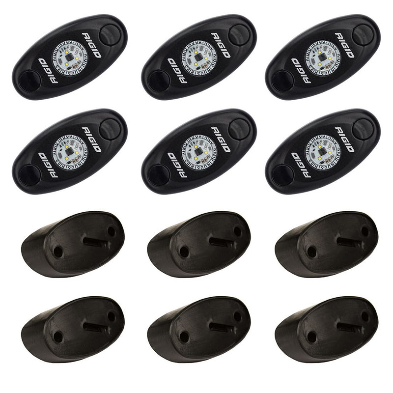 RIGID Industries ASeries Rock Light Kit  6 Cool White Lights  Black 400253