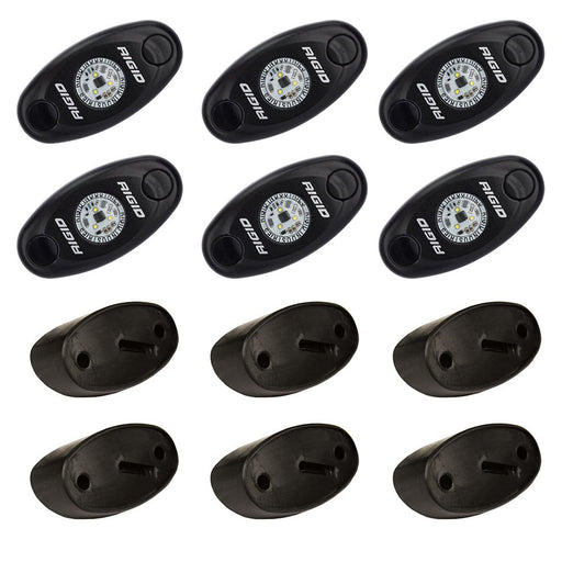 RIGID Industries ASeries Rock Light Kit  6 Cool White Lights  Black 400253