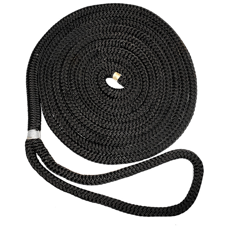 New England Ropes 58 Double Braid Dock Line  Black  50 C50542000050