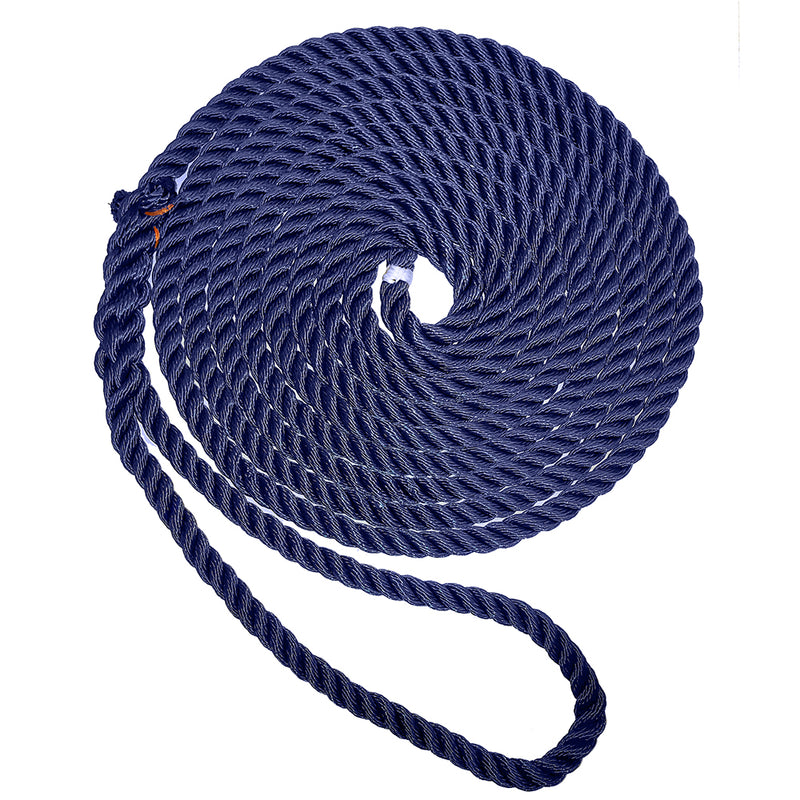 New England Ropes 12 Premium 3Strand Dock Line  Navy Blue  15 C60531600015