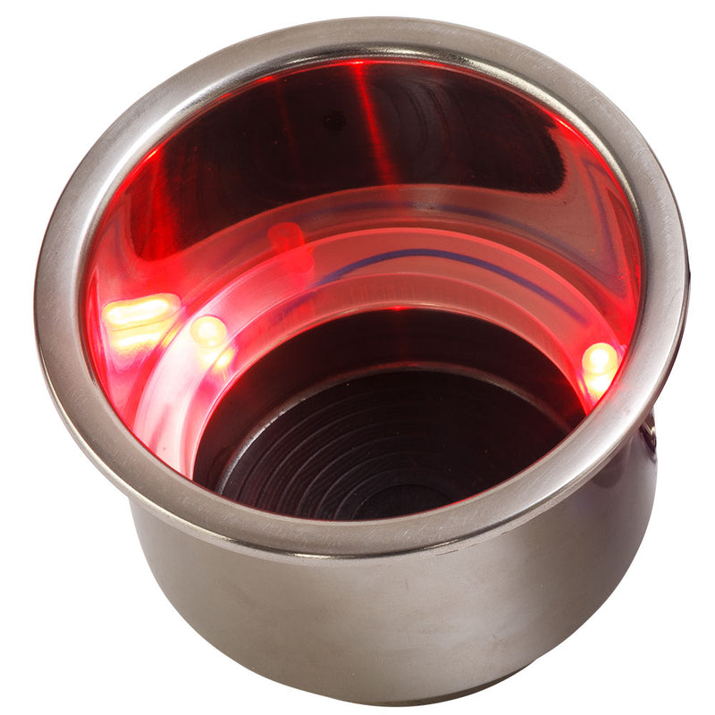 SeaDog LED Flush Mount Combo Drink Holder wDrain Fitting  Red LED 5880711