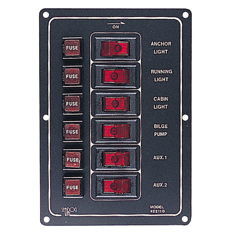 SeaDog Aluminum Switch Panel Vertical  6 Switch 4221101