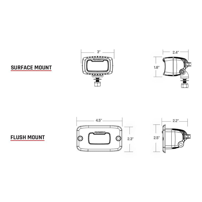 RIGID Industries SRM Series Pro Diffused Flush Mount  Black 922513