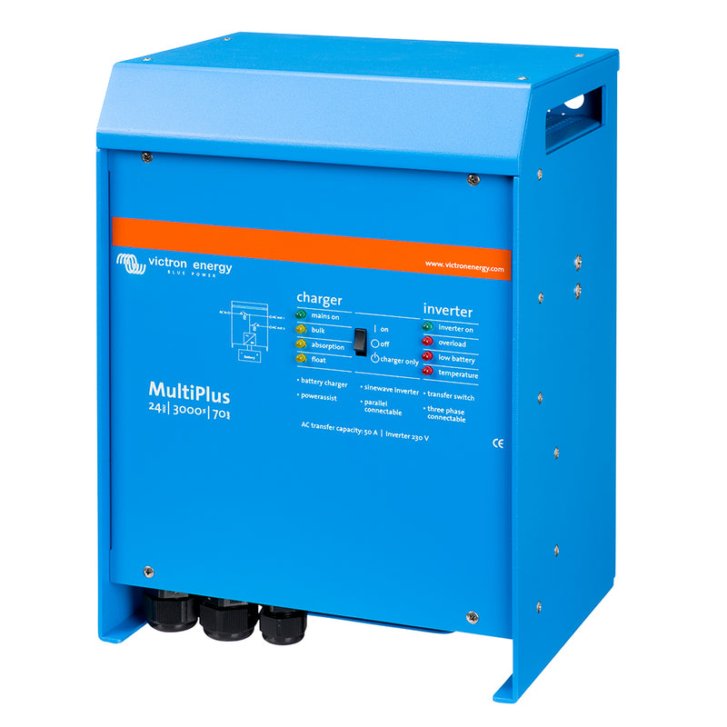 Victron Multiplus InverterCharger 24VDC  3000VA  120VAC w 70AMP Charger  50AMP Transfer Switch  UL Approved PMP242301102