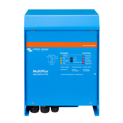 Victron Multiplus InverterCharger 24VDC  3000VA  120VAC w 70AMP Charger  50AMP Transfer Switch  UL Approved PMP242301102
