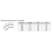 Viega ProPress 112  45 Copper Elbow  Double Press Connection  Smart Connect Technology 77038
