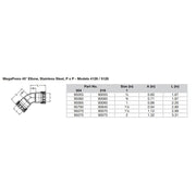 Viega MegaPress 2 45 Stainless Steel 304 Elbow  Double Press Connection  Smart Connect Technology 95075