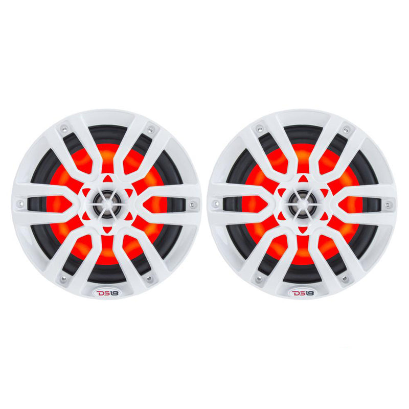 DS18 HYDRO 65 2Way Marine Speakers wRGB LED Lights 300W  White NXL6