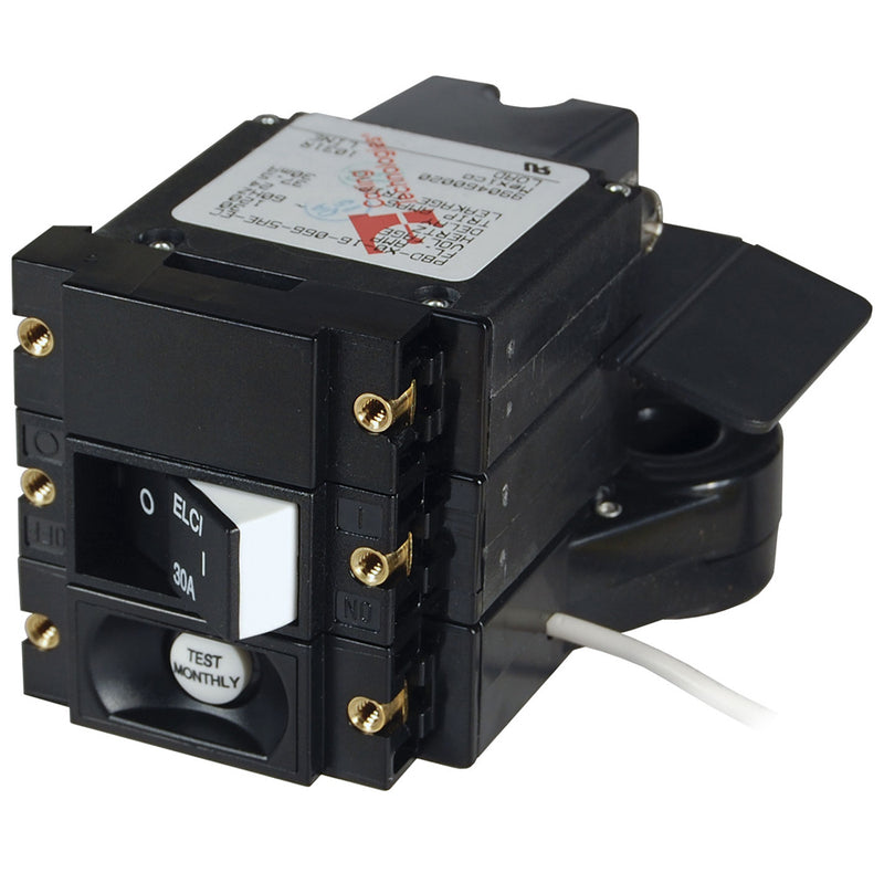 Blue Sea ASeries ELCI Main Circuit Breaker  Double Pole 120V AC 30A  Flat Rocker 3102100